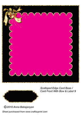 Scalloped Edge Card Base Card Front with Bow & Label 9
