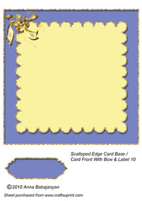Scalloped Edge Card Base Card Front with Bow & Label 10