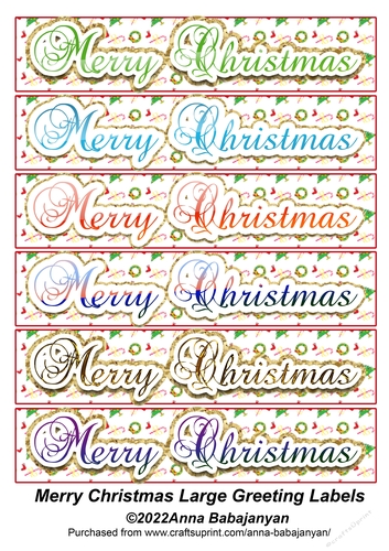 Merry Christmas Large Greeting Labels