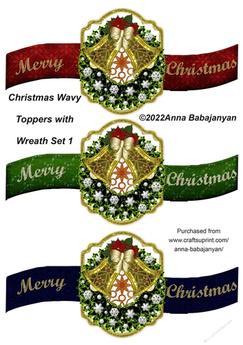Christmas Wavy Toppers with Wreath Set 1