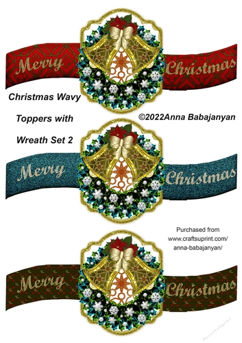 Christmas Wavy Toppers with Wreath Set 2