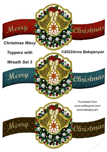 Christmas Wavy Toppers with Wreath Set 3