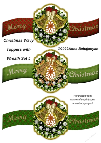 Christmas Wavy Toppers with Wreath Set 5