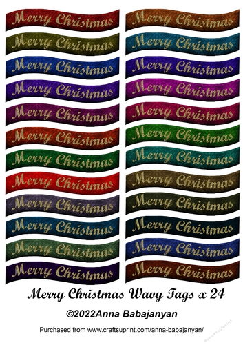 Merry Christmas Wavy Tags x 24