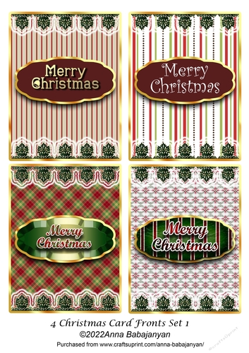 4 Christmas Card Fronts Set 1