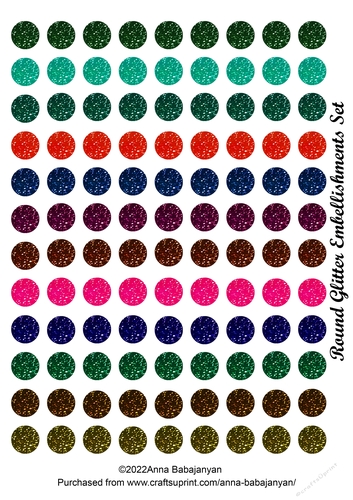 Round Glitter Embellishments Set