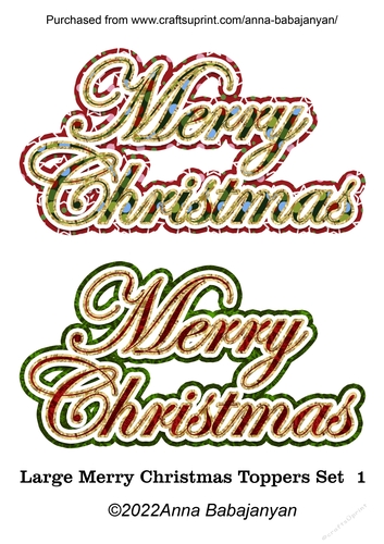 Large Merry Christmas Toppers Set 1