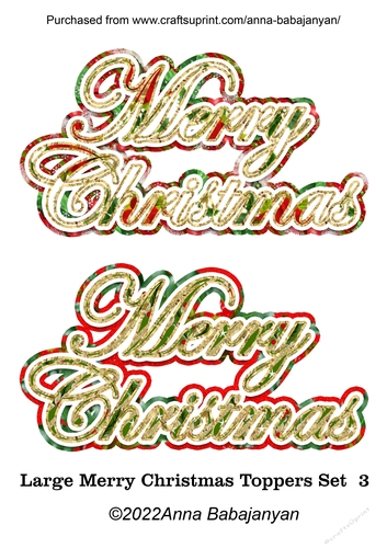 Large Merry Christmas Toppers Set 3