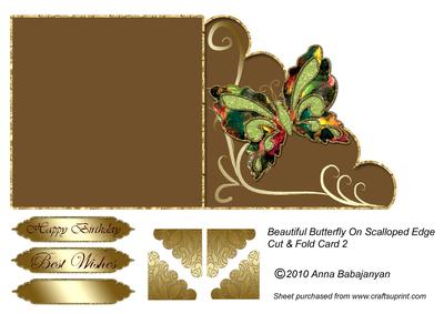 Beautiful Butterfly on Scalloped Edge Cut & Fold Card 2