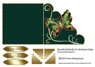 Beautiful Butterfly on Scalloped Edge Cut & Fold Card 3