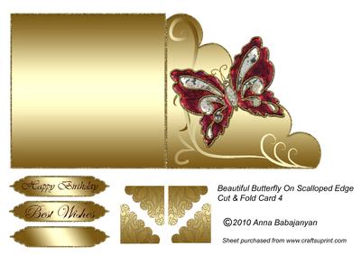 Beautiful Butterfly on Scalloped Edge Cut & Fold Card 4