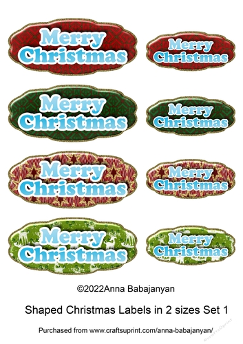 Shaped Christmas Labels in 2 sizes Set 1
