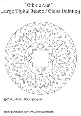 Ethnic Sun Large Digital Stamp /glass Painting