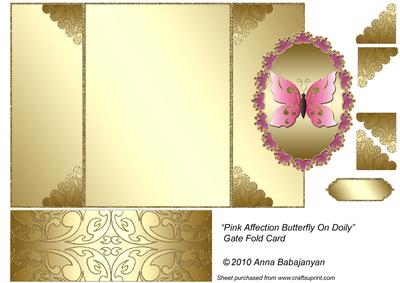 Pink Affection Butterfly on Doily Gate Fold Card