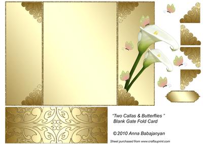 Two Callas & Butterflies Gate Fold Card