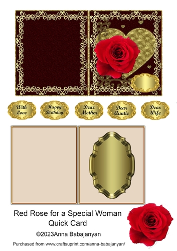 Red Rose for Special Woman Quick Card