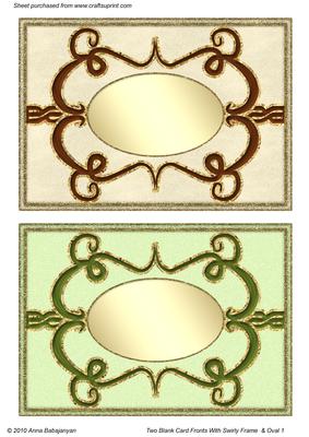 Two Blank Card Fronts with Swirly Frame & Oval 1