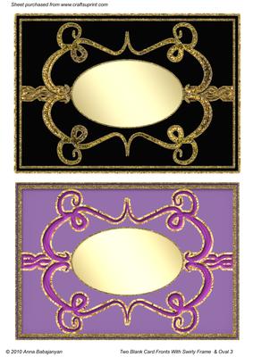 Two Blank Card Fronts with Swirly Frame & Oval 3