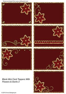 Blank Mini Card Toppers with Flowers & Swirls 2