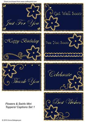 Flowers & Swirls Mini Toppers / Captions Set 1