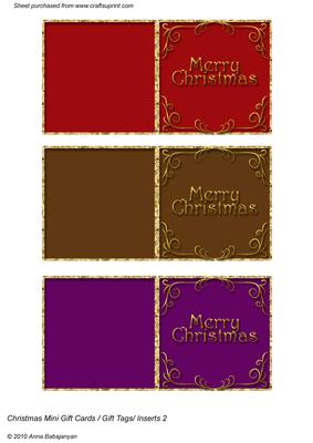 Christmas Mini Gifts Cards/ Gift Tags/ Inserts 2
