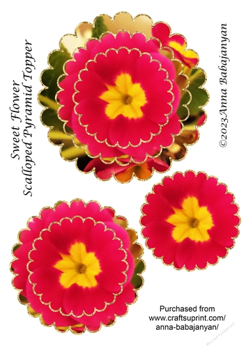 Sweet Flower Scalloped Pyramid Topper