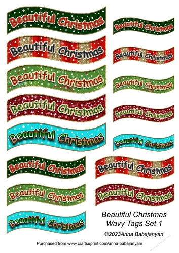 Beautiful Christmas Wavy Tags Set 1