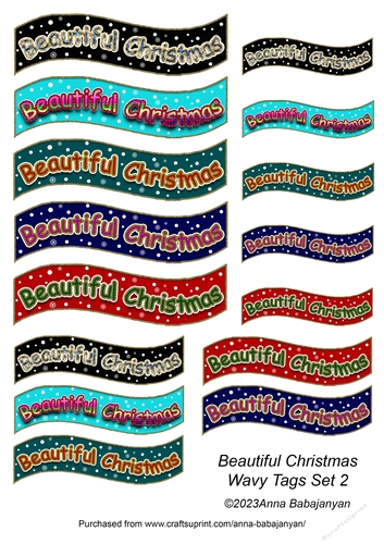 Beautiful Christmas Wavy Tags Set 2