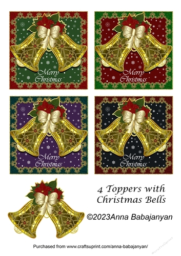 4 Toppers with Christmas Bells