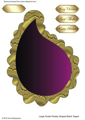 Large Purple Paisley Shaped Blank Topper
