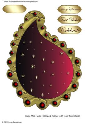 Large Red Paisley Shaped Topper with Snowflakes