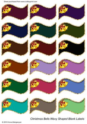 Christmas Bells Wavy Shaped Blank Labels