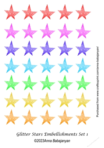Glitter Stars Embellishments Set 1