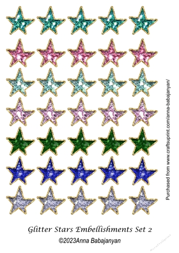 Glitter Stars Embellishments Set 2