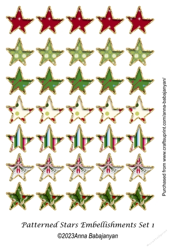 Patterned Stars Embellishments Set 1