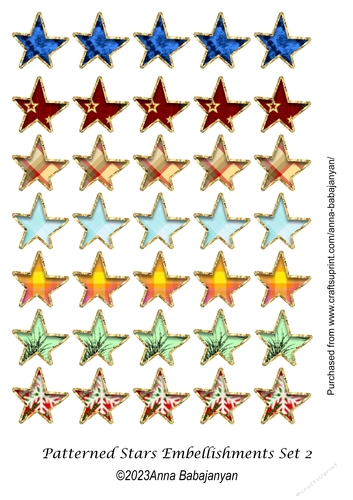 Patterned Stars Embellishments Set 2