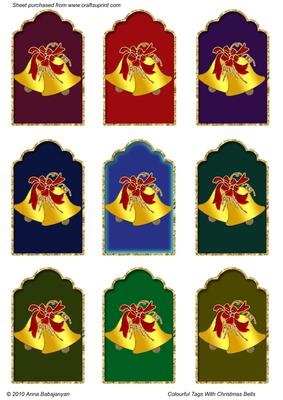 Colourful Tags with Christmas Bells