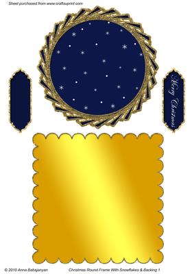 Christmas Round Frame with Snowflakes & Backing 1