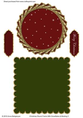Christmas Round Frame with Snowflakes & Backing 3