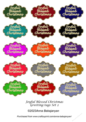 Joyful Blessed Christmas Greeting tags Set 2