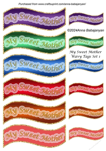 My Sweet Mother Wavy Tags Set 1