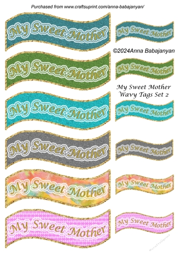 My Sweet Mother Wavy Tags Set 2
