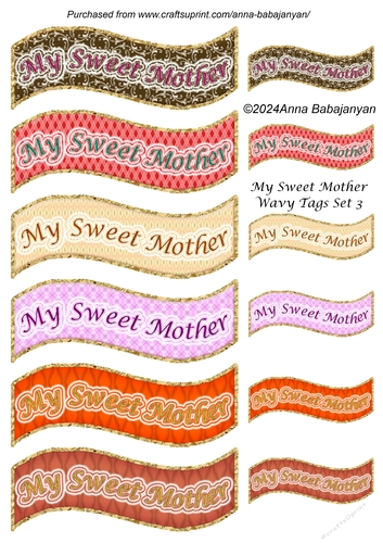 My Sweet Mother Wavy Tags Set 3