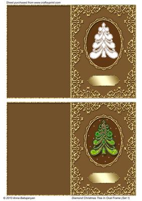 Diamond Christmas Tree in Oval Frame Set 1