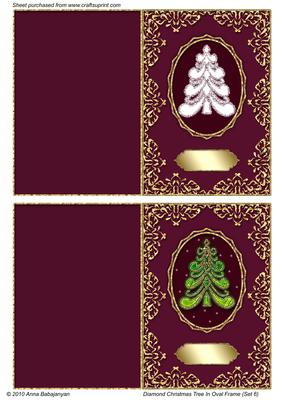 Diamond Christmas Tree in Oval Frame Set 6