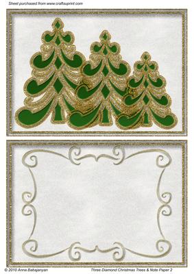 Three Diamond Christmas Trees & Note Paper 2
