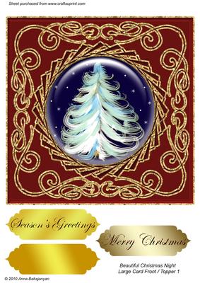 Beautiful Christmas Night Large Card Front / Topper 1