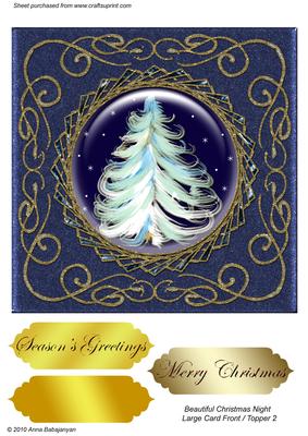 Beautiful Christmas Night Large Card Front / Topper 2