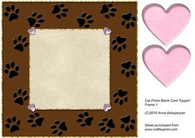 Cat Prints Blank Card Topper/ Frame 1