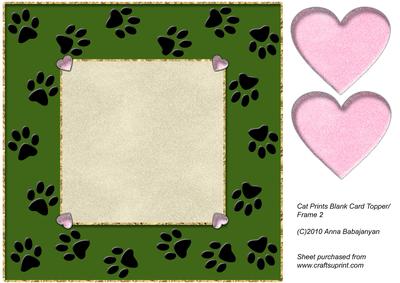 Cat Prints Blank Card Topper/ Frame 2